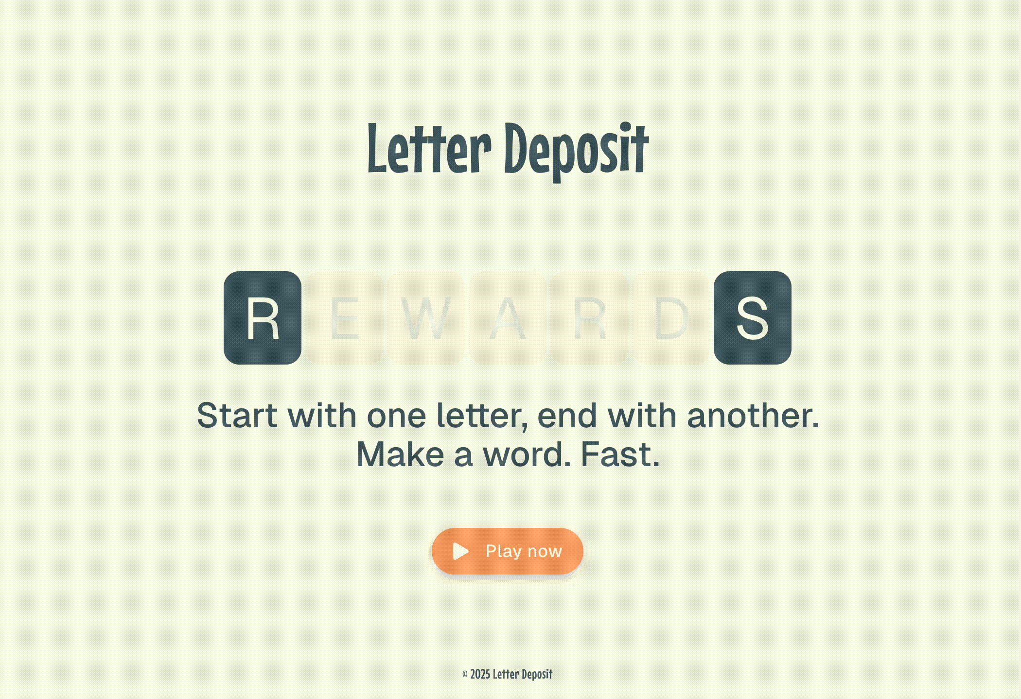 Letter Deposit game landing page
